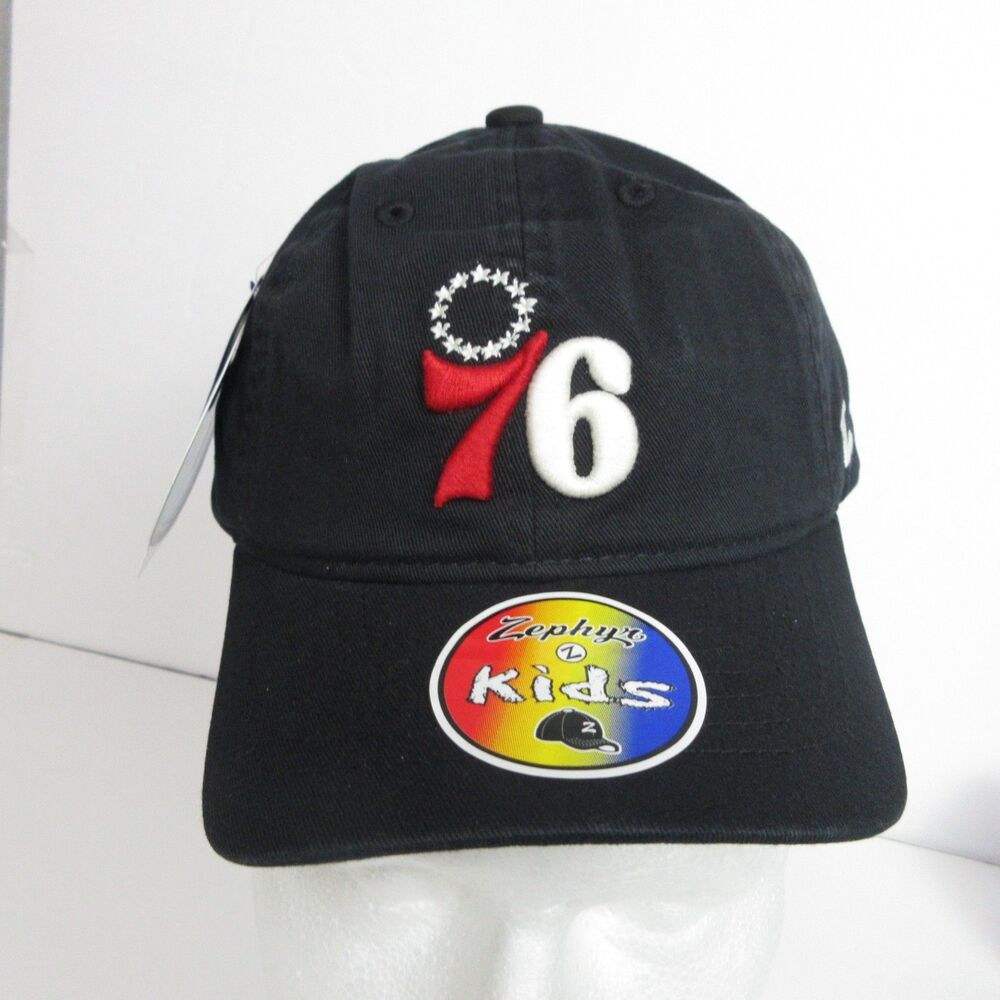 Philadelphia 76ers‎ Cap Hat Youth Size Adjustable Black 76 Embroidered Zephyr